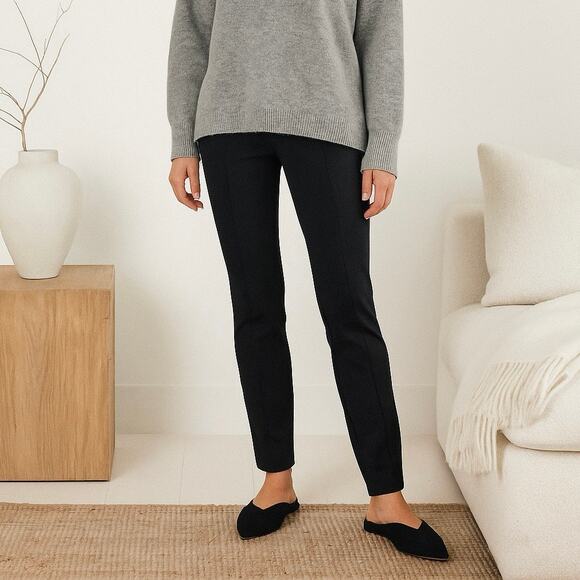 Eileen Fisher Heavy Knit Seam Pants Size 1X Black Stretch Pull On - Picture 1 of 16